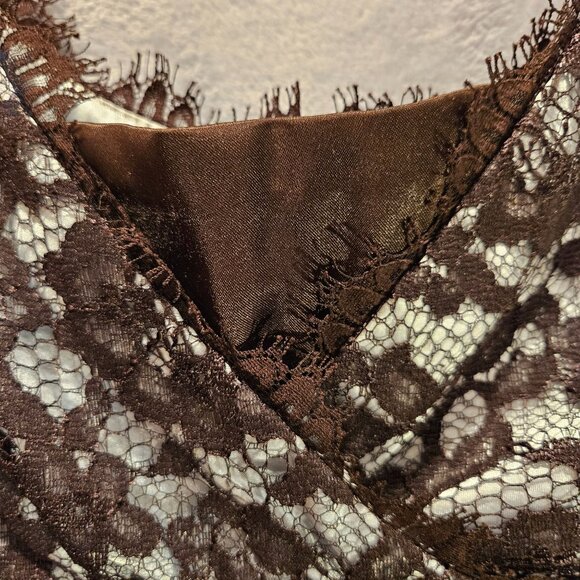 Coldwater creek dress womens12 black lace overlay blue satin lining feminine - Picture 6 of 15